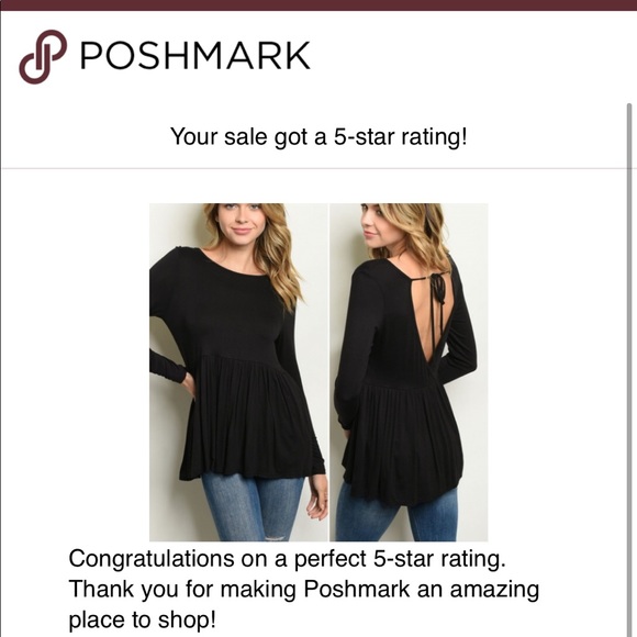 Black tunic top with V plunge at back & Self tie - Picture 4 of 4